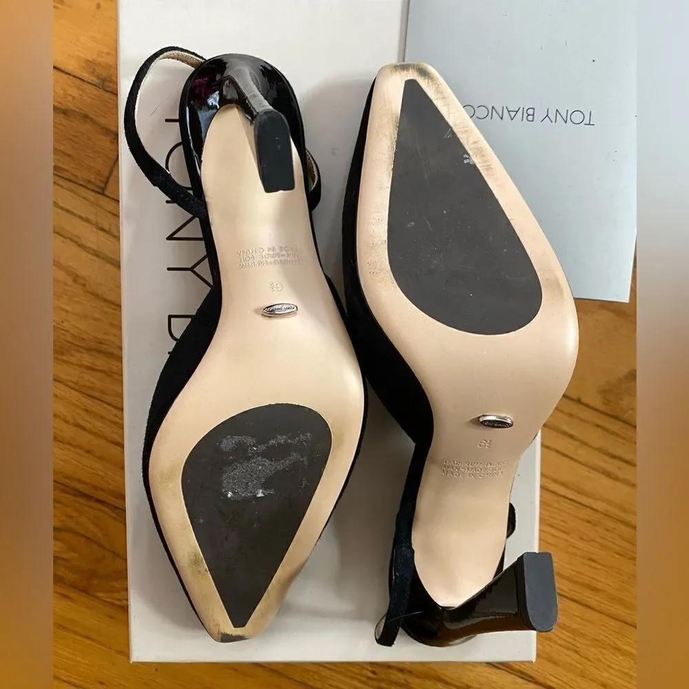Tony Bianco Tiamo shoes black suede high heels sling back Revolve 6.5 - Picture 12 of 14